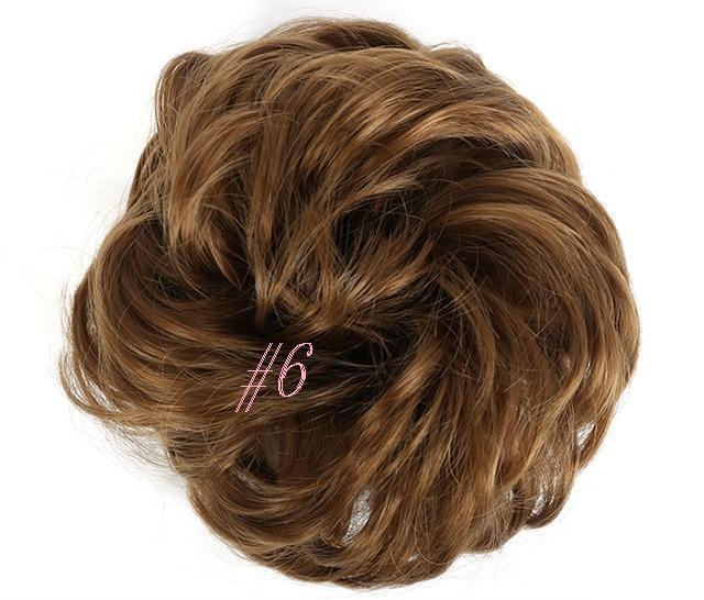 Short Chocolate Brown Chignon - Messy Hair Bun - SashBeauty
