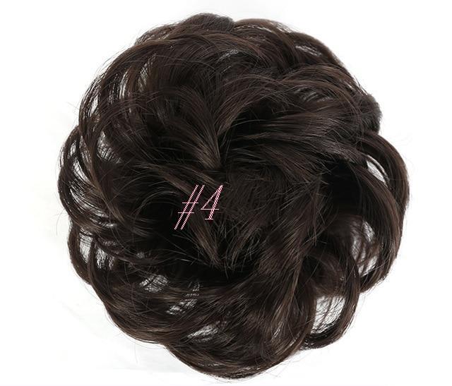 Short Chocolate Brown Chignon - Messy Hair Bun - SashBeauty