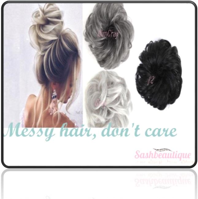Short: Grey Shades - Short Chignon Scrunchies - Messy Hair Bun - SashBeauty