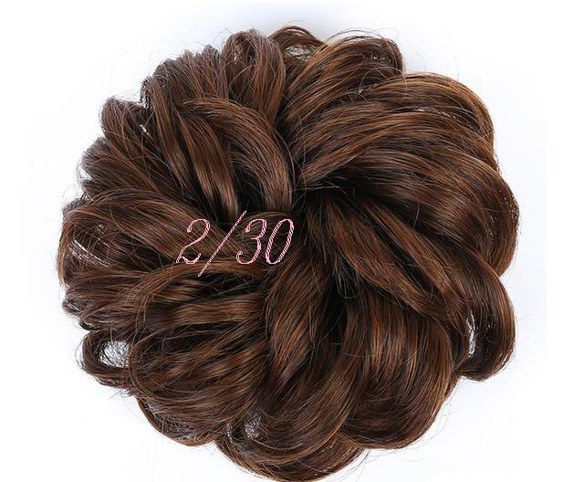 Short Piano Chocolate Brown Chignon - Messy Hair Bun - SashBeauty