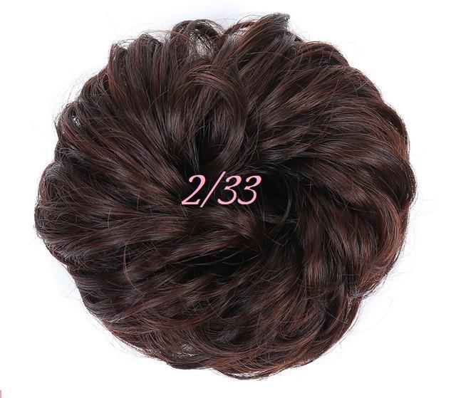 Short Piano Chocolate Brown Chignon - Messy Hair Bun - SashBeauty