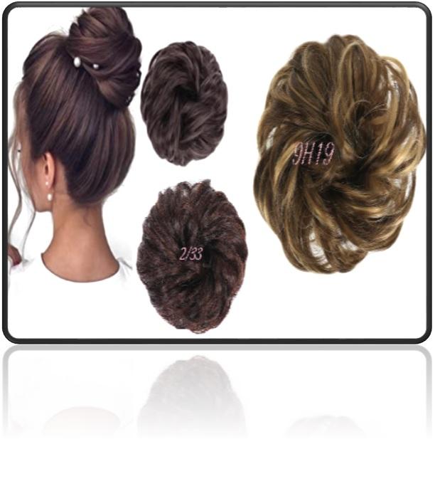 Short Piano Chocolate Brown Chignon - Messy Hair Bun - SashBeauty