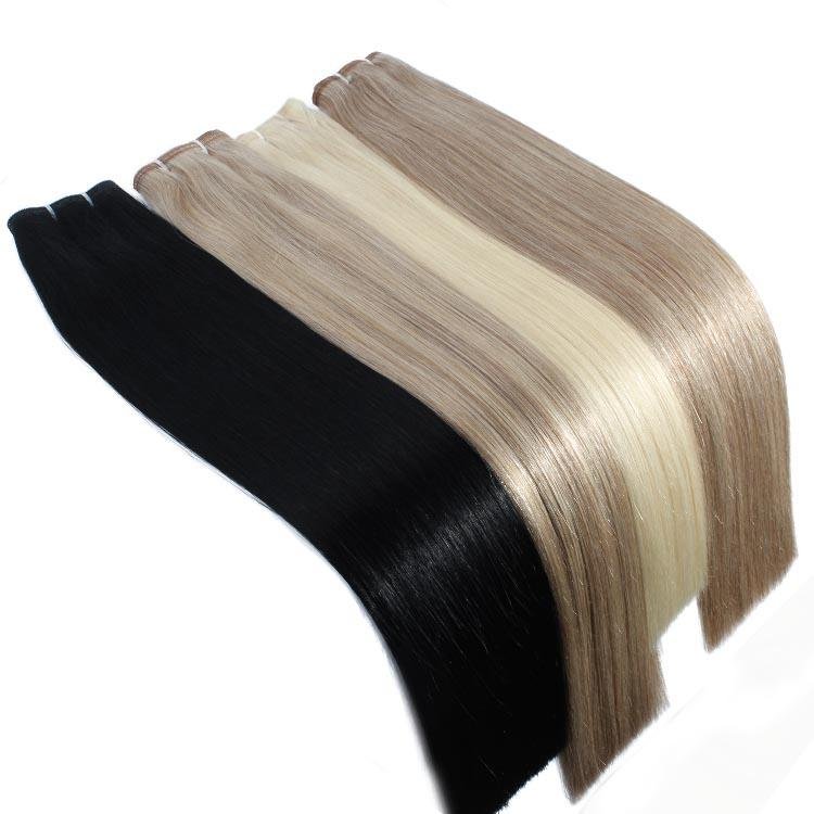 Strawberry Platinum balayage Extra Thin Flat WEFT - SashBeauty