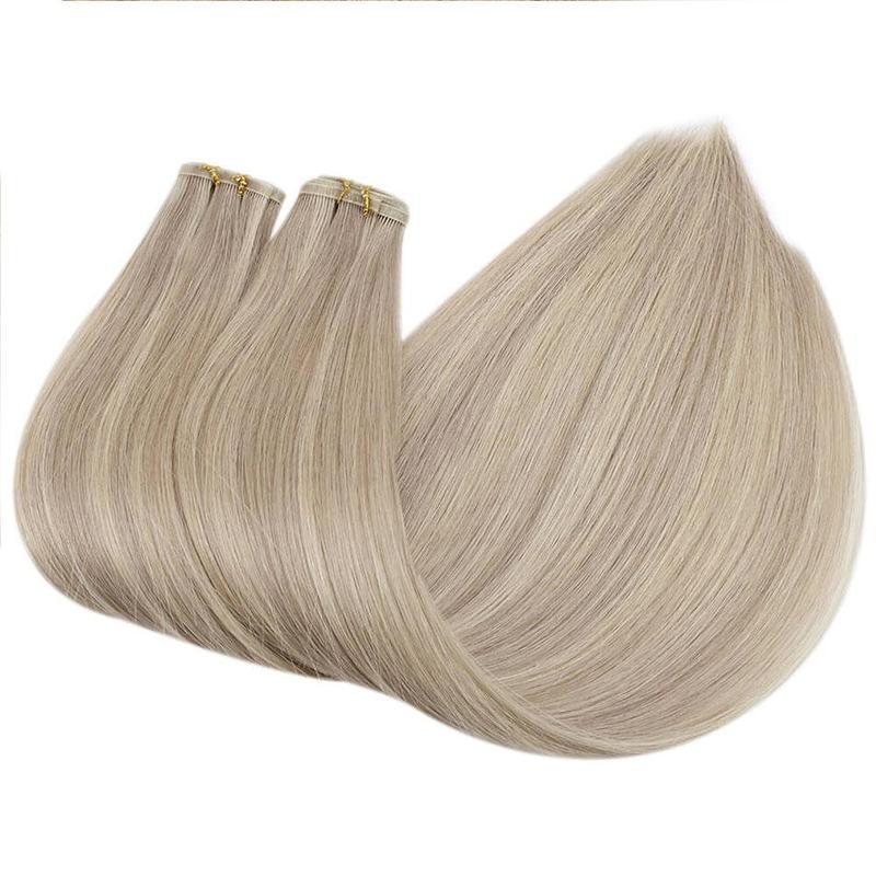 Strawberry Platinum balayage Extra Thin Flat WEFT - SashBeauty