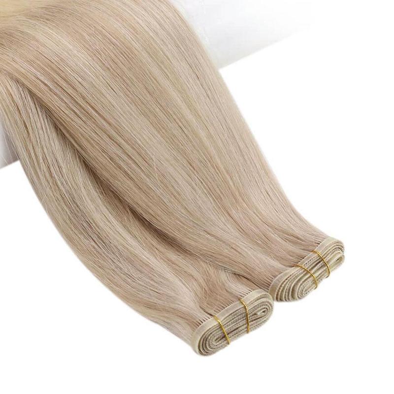 Strawberry Platinum balayage Extra Thin Flat WEFT - SashBeauty