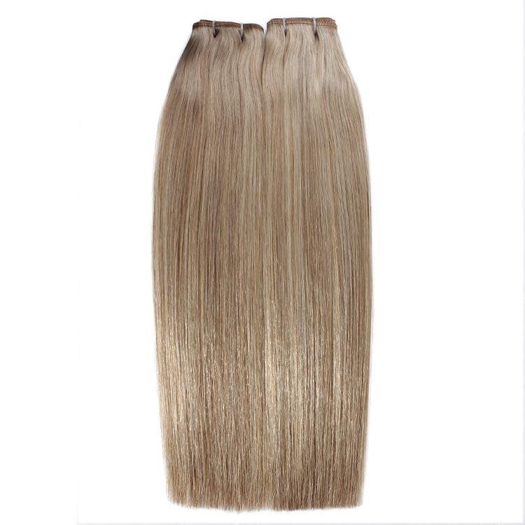 Strawberry Platinum balayage Extra Thin Flat WEFT - SashBeauty