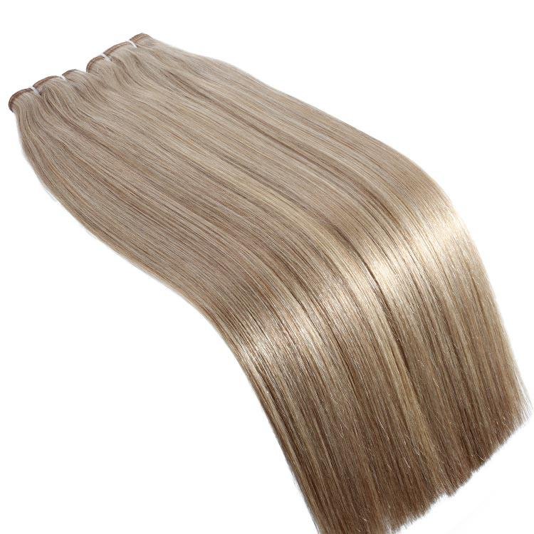 Strawberry Platinum balayage Extra Thin Flat WEFT - SashBeauty