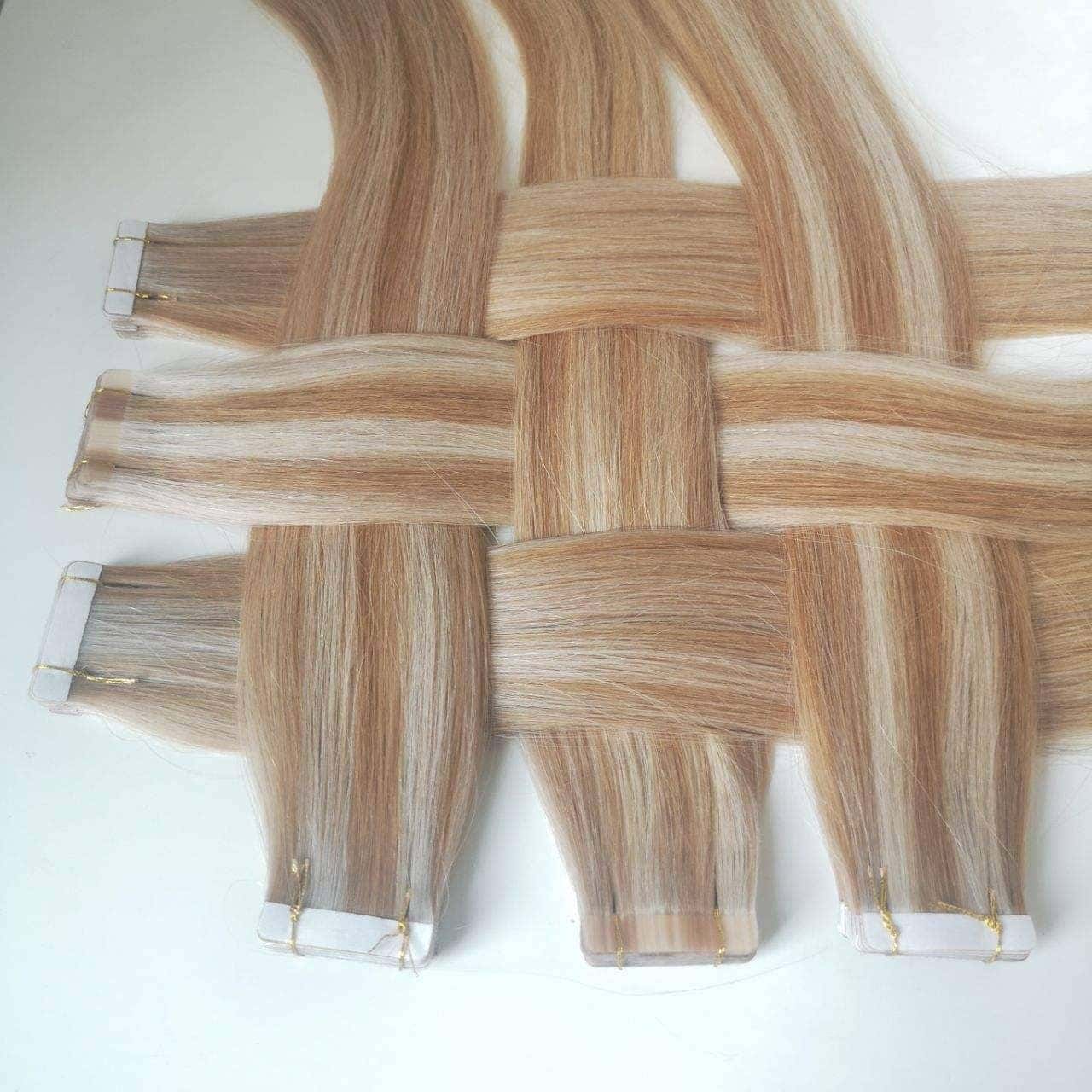 100% Invisible Remy Champagne Blonde Highlights (P10/16/60) Remy Tape-In Hair Extensions (55g - 175g)