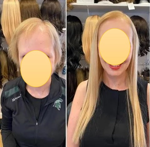 100% Remy Real Human Hair - Invisible U-CLIP Hair Extensions - Platinum Blonde