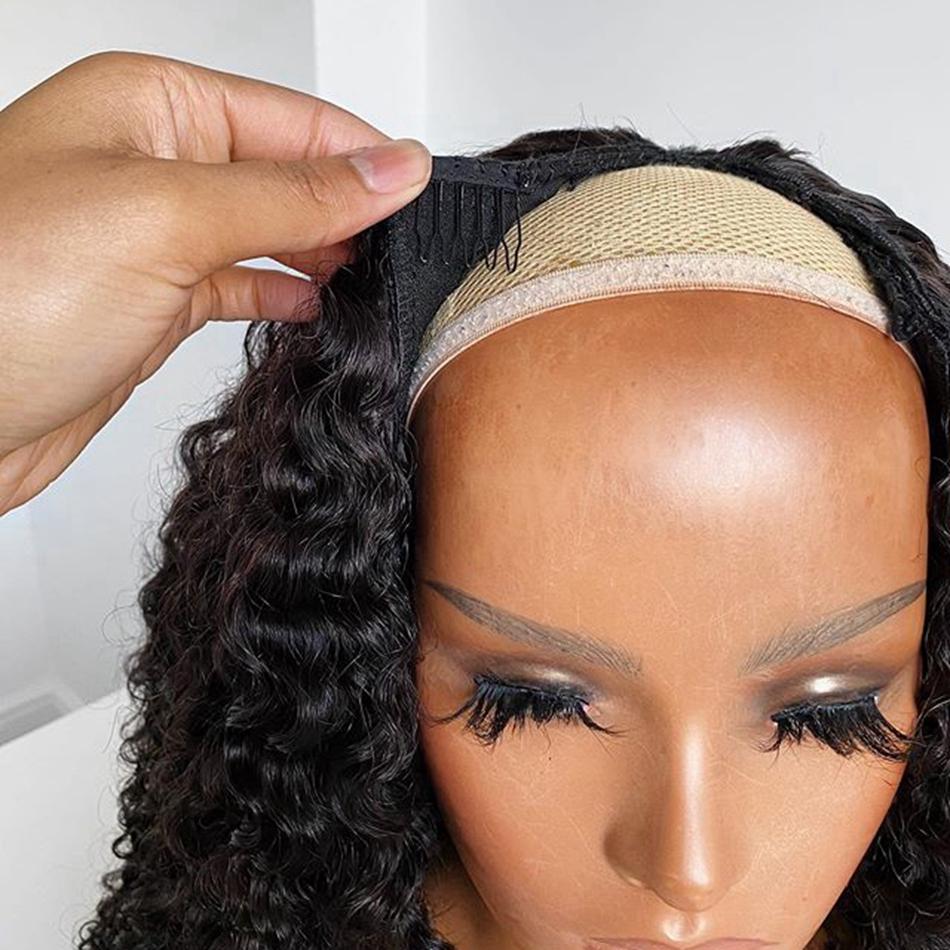 Lace Front U Part Human Hair Curly Wig U-part Curly Wig Off Black