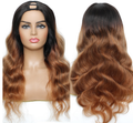 100% Human Hair Deep Wave U-part Wig - ombre blonde