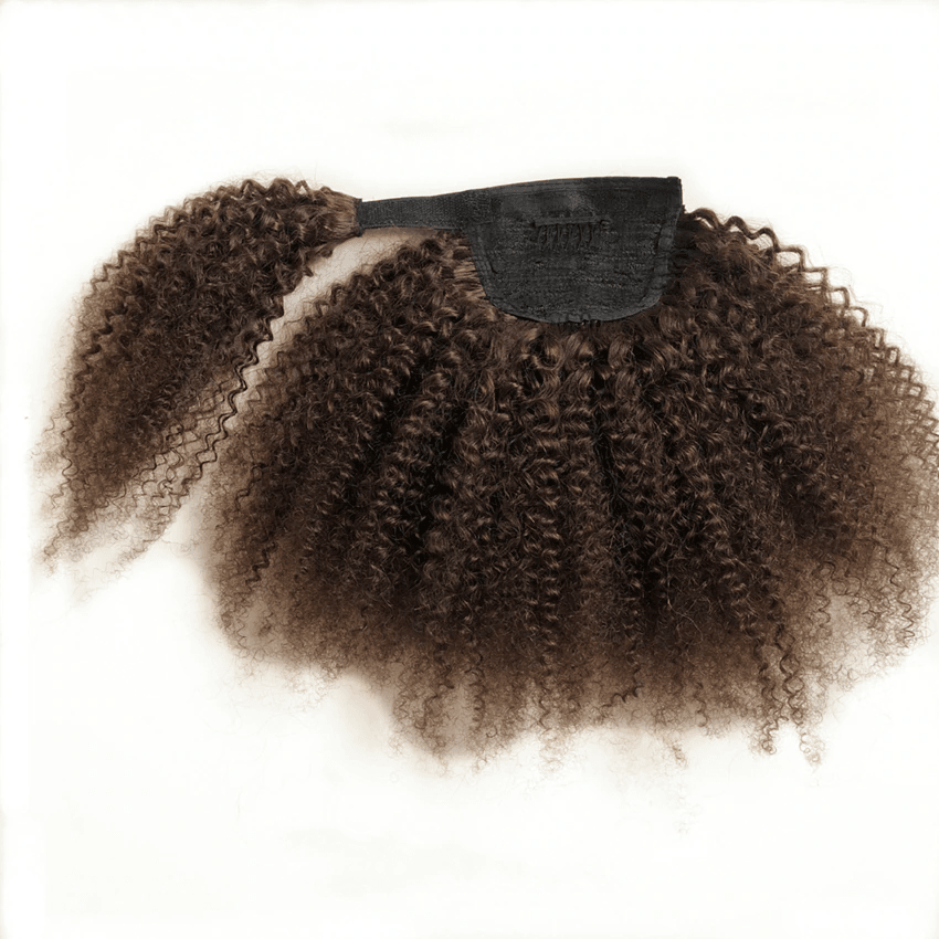 Velcro Strap Kinky Ponytail- Chocolate Brown - SashBeauty
