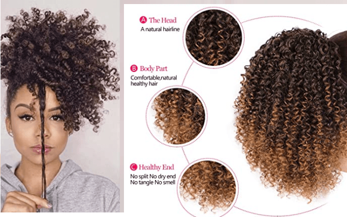 Velcro Strap Kinky Ponytail- Chocolate Brown - SashBeauty