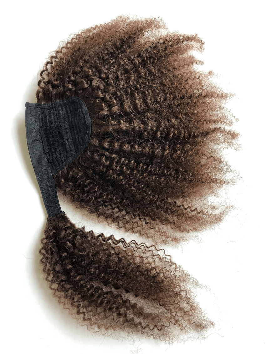 Velcro Strap Kinky Ponytail- Chocolate Brown - SashBeauty