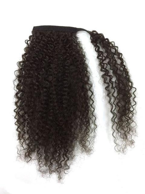 Velcro Strap Kinky Ponytail- Off Black - SashBeauty