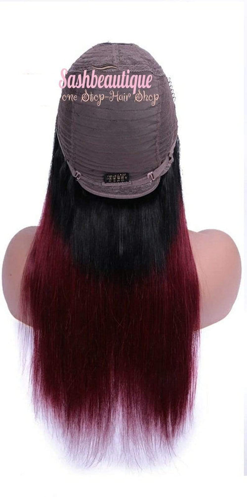 Versatile U-part Yaki straight wig - Cinnamon Spice highlights - SashBeauty