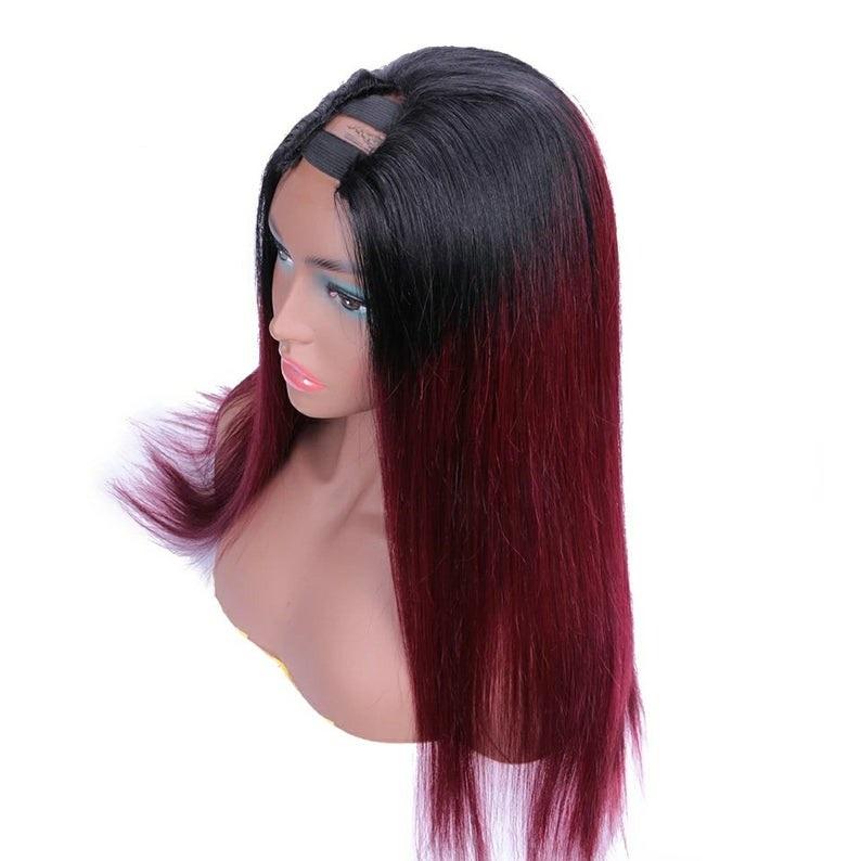 Versatile U-part Yaki straight wig - Cinnamon Spice highlights - SashBeauty