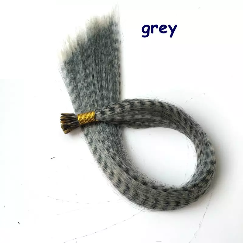 18" Grey rooster feather hair extensions Kit