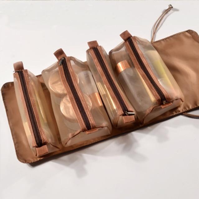Women Cosmetic Bag Travel Organizer Foldable Hanging Nylon Wash Bag Portable Makeup Bag Multifunctional Toiletry Pouch - SashBeauty