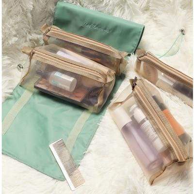 Women Cosmetic Bag Travel Organizer Foldable Hanging Nylon Wash Bag Portable Makeup Bag Multifunctional Toiletry Pouch - SashBeauty
