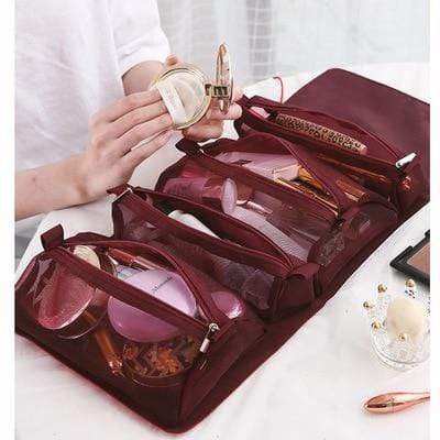 Women Cosmetic Bag Travel Organizer Foldable Hanging Nylon Wash Bag Portable Makeup Bag Multifunctional Toiletry Pouch - SashBeauty