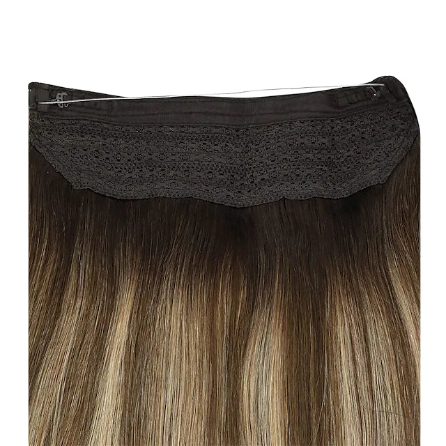 100% Human Hair invisible wire Halo Hair Extensions - Ash Brown Highlights